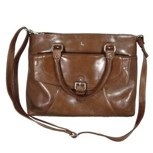 Ashwood Leather Handbag Brown Large Purse Satchel Convertible Strap Buckle 12x15